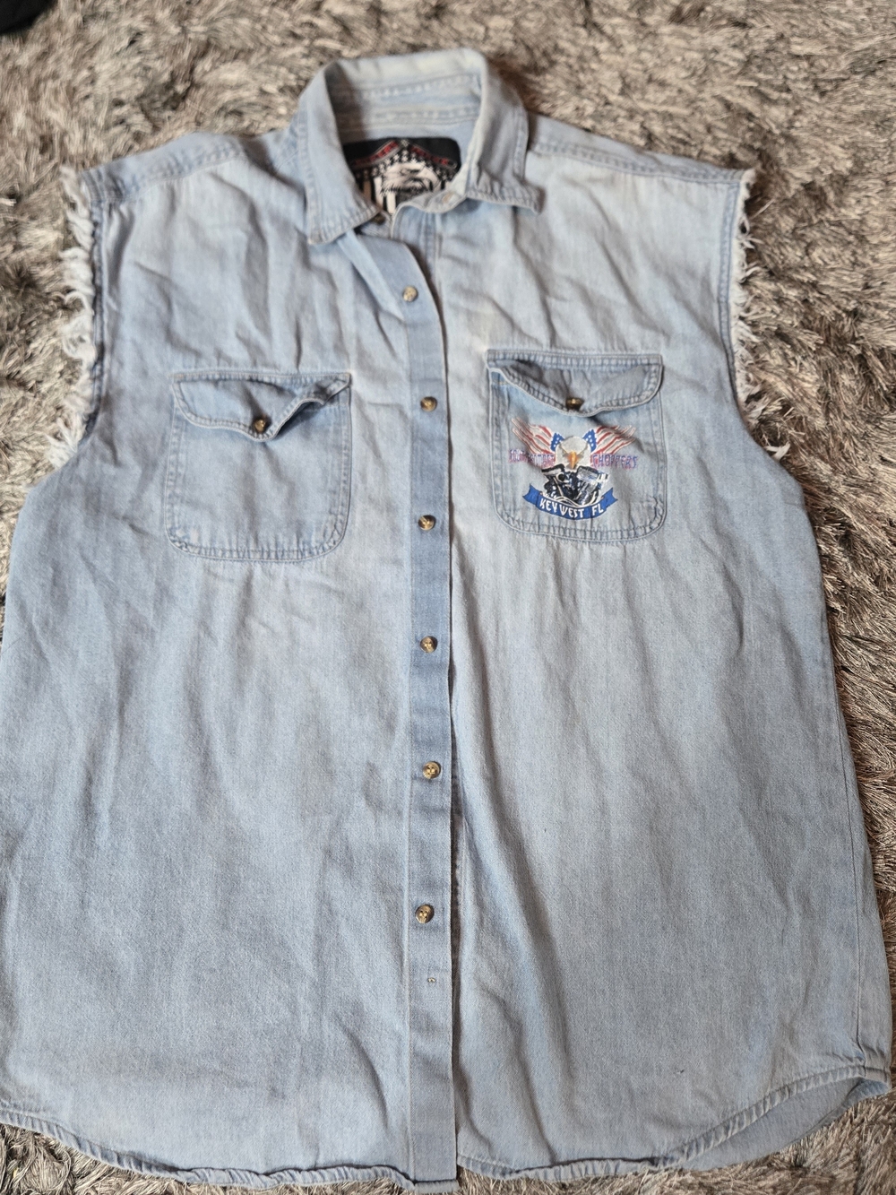 Southernmost Ride Biker Graphic Denim Shirt - Light Blue - Picture 2 of 10